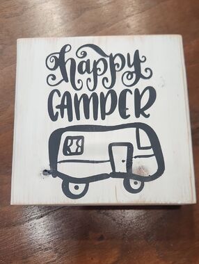Happy Camper Wood Block Sign